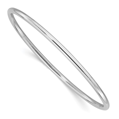 14k White Gold 8in Classic Slip-on Bangle Bracelet 3mm
