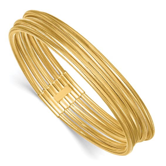14k Yellow Gold 7in Five Strand Mesh Stretch Bracelet