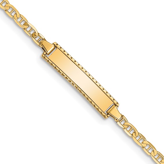 14k Yellow Gold Anchor Link Child Fancy ID Bracelet 6in