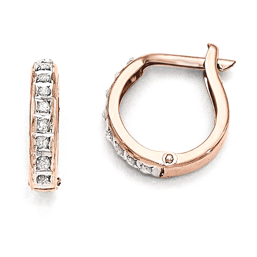 Diamond Fascination Hoop Earrings 1/2in 14k Rose Gold
