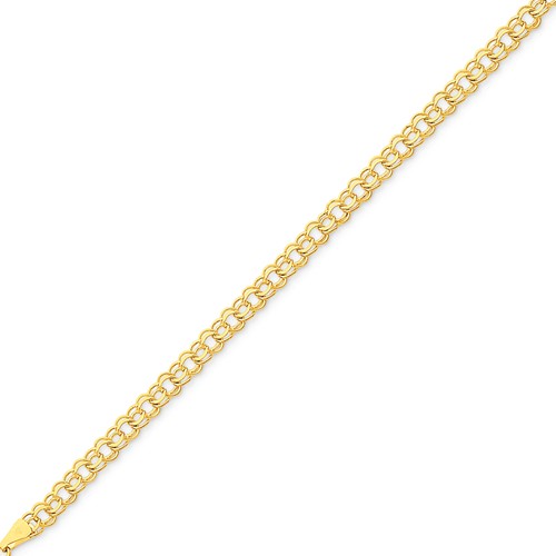 14kt Yellow Gold 7in Double Link Charm Bracelet 5mm