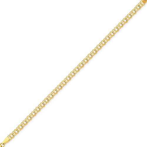 14kt Yellow Gold 7in Double Link Charm Bracelet 4mm