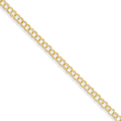 14kt Yellow Gold 7in Thin Double Link Charm Bracelet 4mm