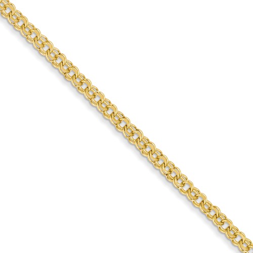 14kt Yellow Gold 7in Double Link Charm Bracelet 3.75mm