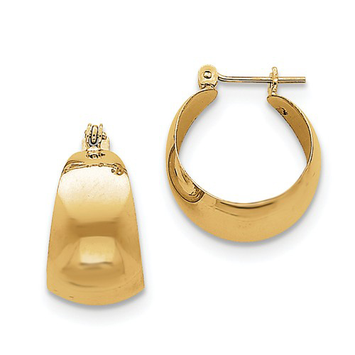 14kt Yellow Gold 1/2in Tapered Hoop Earrings 10.5mm