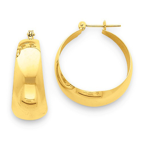 14kt Yellow Gold 3/4in Tapered Hoop Earrings 10.5mm