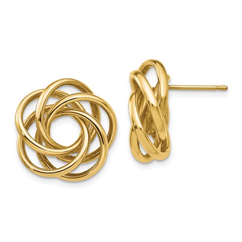 14k Yellow Gold Large Love Knot Earrings