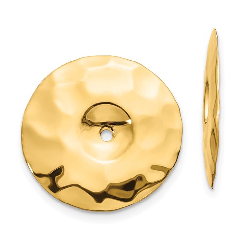 14k Yellow Gold Hammered Disc Earring Jackets