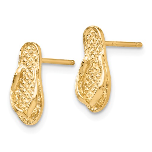 14k Yellow Gold 3-D Flip Flop Earrings