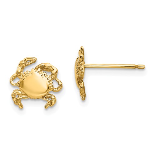 14k Yellow Gold Crab Earrings 3/8in