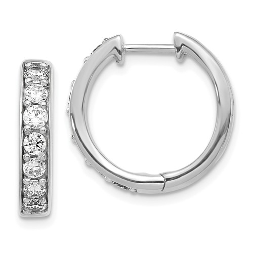 14k White Gold 1 ct tw Lab Grown Diamond Hoop Earrings