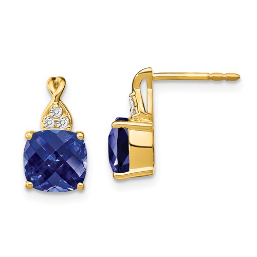 14k White Gold 3.0 ct tw Created Sapphire and Diamond Heart Earrings