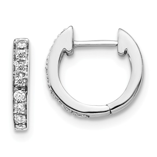 14k White Gold 1/6 ct tw Diamond Hoop Earrings 1/2in