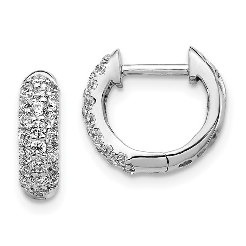 10k White Gold 0.50 ct tw Diamond Huggie Hoop Earrings 1/2in