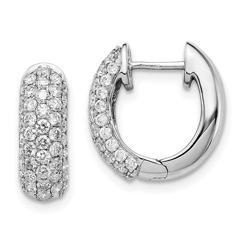  14k White Gold 1.2 ct tw Lab Grown Diamond Pave Oval Hoop Earrings