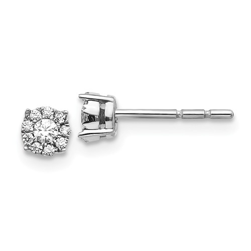 14k White Gold 1/6 ct tw Diamond Cluster Earrings