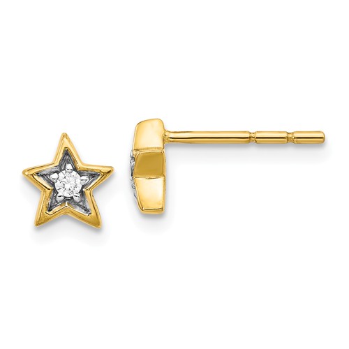 14k Yellow Gold .05 ct Diamond Star Post Earrings