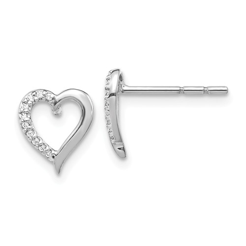14k White Gold .06 ct tw Diamond Heart Earrings