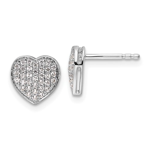 14k White Gold 1/3 ct tw Diamond Heart Stud Earrings