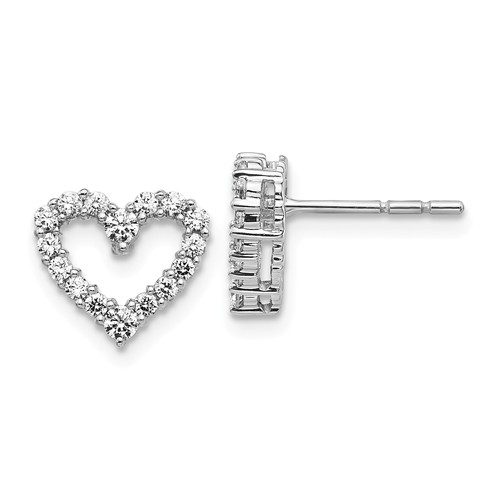 14k White Gold 1/2 ct tw Diamond Heart Earrings
