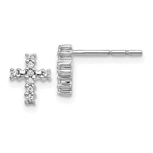 14k White Gold .10 ct tw Diamond Cross Earrings