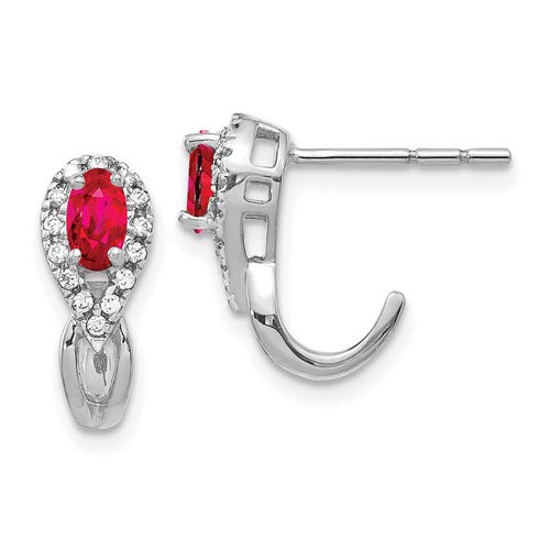 14kt White Gold 2/3 ct Ruby Drop Earrings with Diamonds