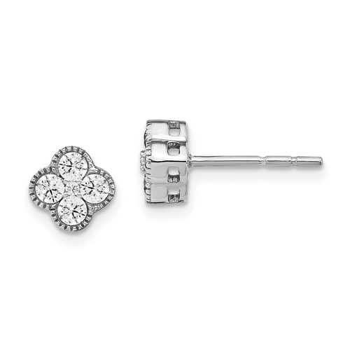 14k White Gold 1/2 ct tw Lab Grown Diamond Floral Bloom Earrings