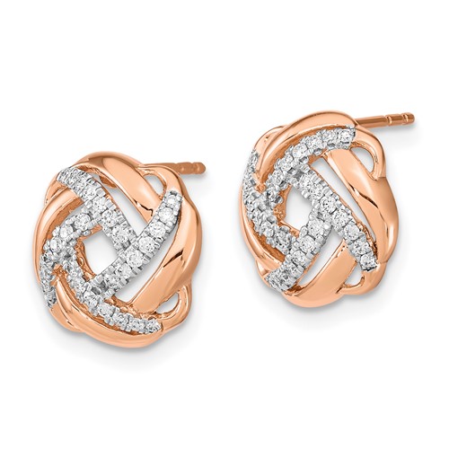 Round Cut 1 Carat Diamond Earrings For Women In 14K Rose Gold