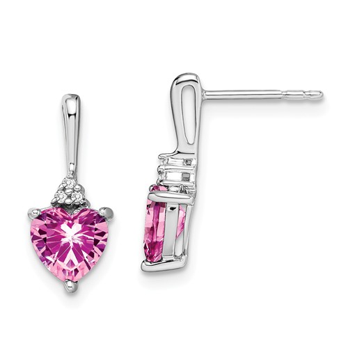 14k White Gold 2.2 ct tw Created Pink Sapphire and Diamond Earrings