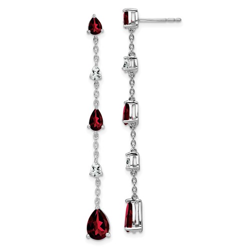 14k White Gold 3.5 ct tw Garnet and White Topaz Dangle Earrings