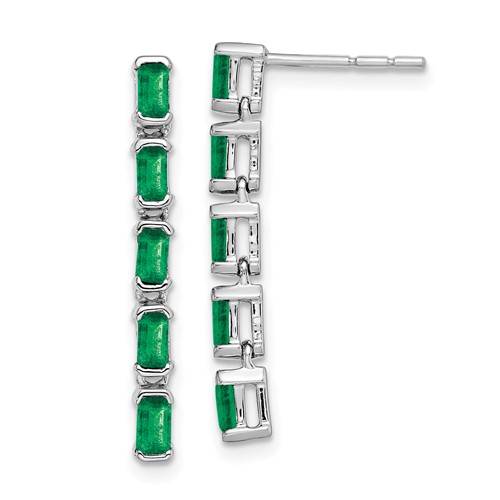14k White Gold 2.4 ct tw Emerald 5-stone Dangle Bar Earrings