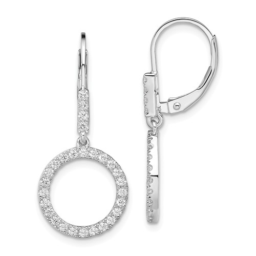 14k White Gold 0.5 ct tw Lab Grown Diamond Circle  Leverback Earrings