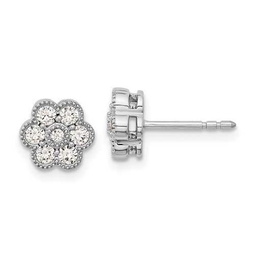14k White Gold 0.5 ct tw Lab Grown Diamond Floral Post Earrings