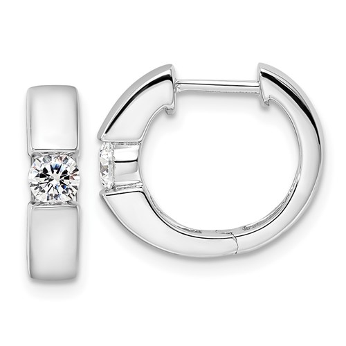 14k White Gold 1/3 ct tw Lab Grown Diamond Solitaire Hoop Earrings