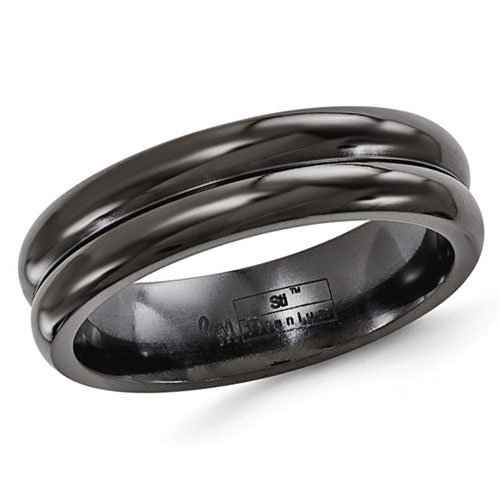 Edward Mirell 6mm Black Titanium Ring with Two Domes