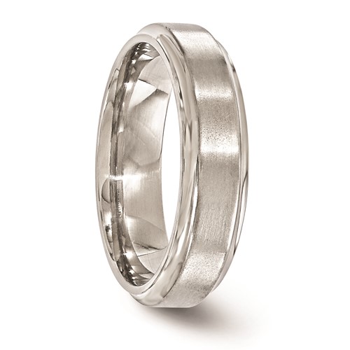 Edward Mirell Titanium 6mm Brushed Ring with Step Down Edges