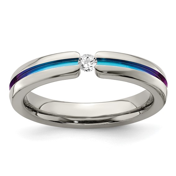 Edward Mirell Titanium White Sapphire & Rainbow Anodized Ring