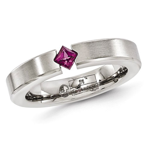 Edward Mirell 4mm Gray Titanium Rhodolite Garnet Ring