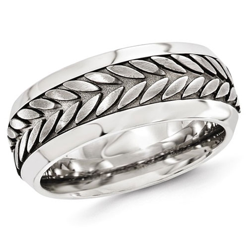 Edward Mirell 9mm Stainless Steel Ring with Wheat Titanium Inlay