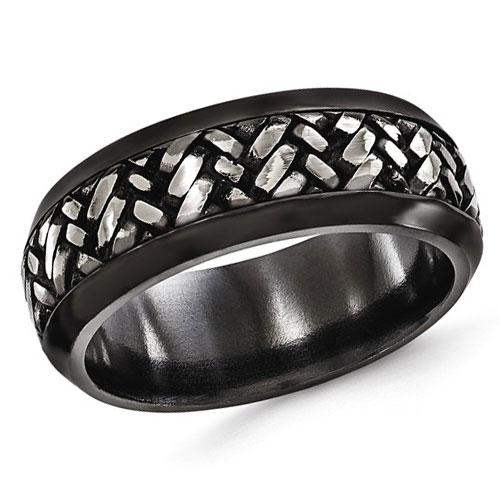 Edward Mirell 9mm Black Titanium Ring with Convex  Weave