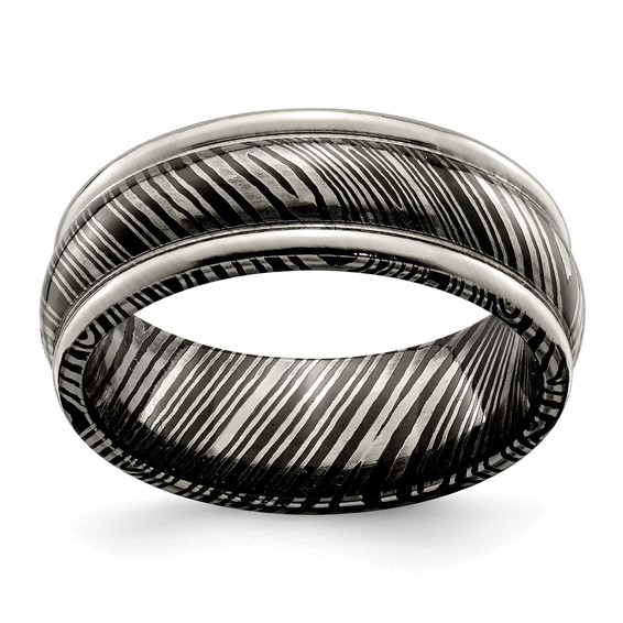 Edward Mirell 8mm Timoku Titanium Ring with Ridged Edges