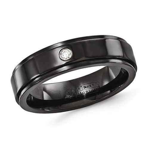 Edward Mirell Black Titanium Ring with .03 ct Diamond
