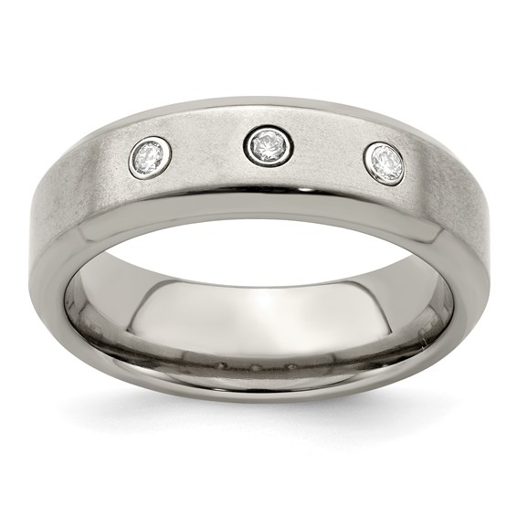Edward Mirell Titanium 7mm Ring with Three Diamonds
