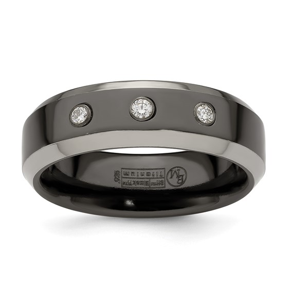 Edward Mirell Black Titanium 7mm Ring with Three Diamonds
