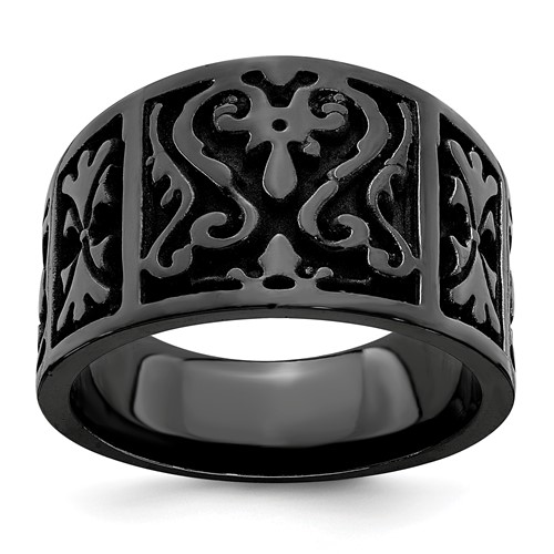 Edward Mirell Black Cast Titanium Ring with Heritage Design