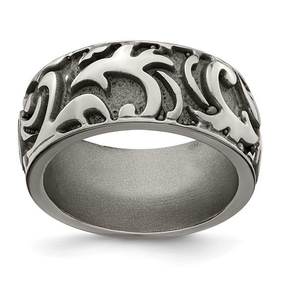 Edward Mirell Gray Cast Titanium 11mm Ring with Tribal Design