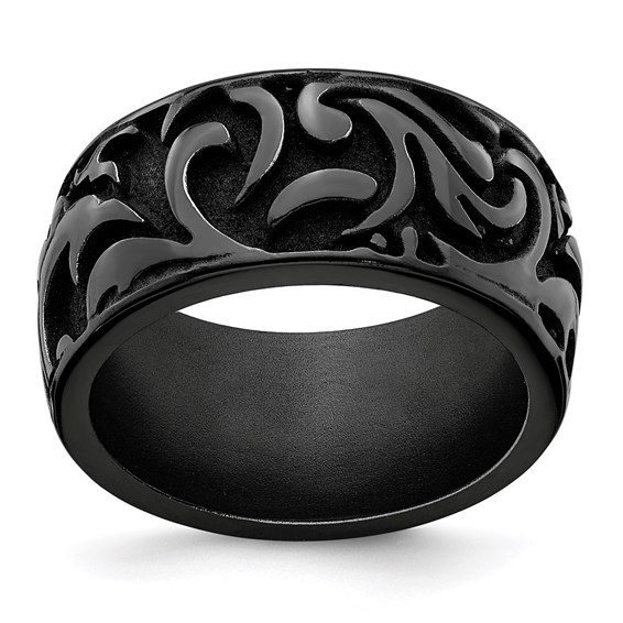 Edward Mirell Black Cast Titanium 11mm Ring with Tribal Design
