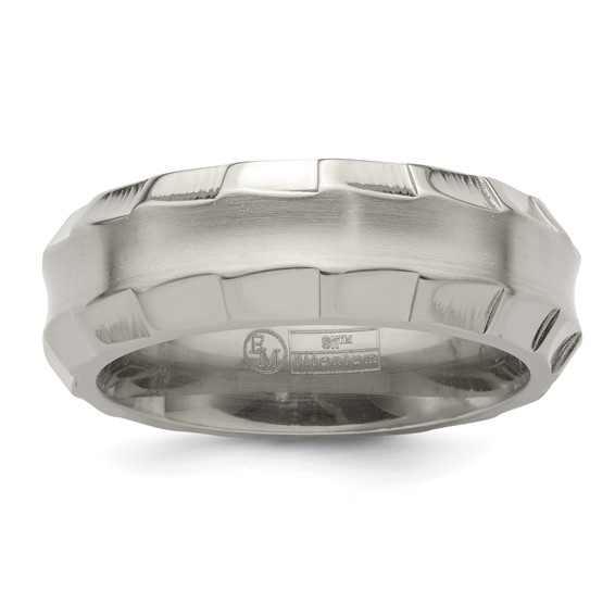 Edward Mirell Titanium 8mm Ring with Deep Notched Edges