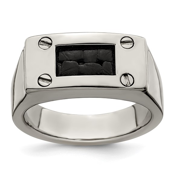 Edward Mirell Titanium Black Leather Insert Ring