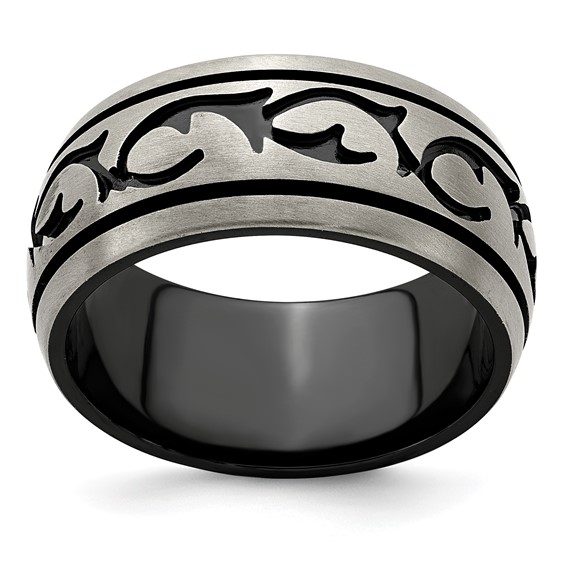 Edward Mirell 10mm Black Titanium Ring with Tribal Design